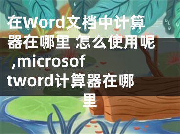 在Word文档中计算器在哪里 怎么使用呢 ,microsoftword计算器在哪里