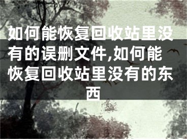 如何能恢复回收站里没有的误删文件,如何能恢复回收站里没有的东西