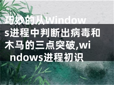 巧妙的从Windows进程中判断出病毒和木马的三点突破,windows进程初识