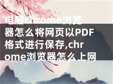 电脑chrome浏览器怎么将网页以PDF格式进行保存,chrome浏览器怎么上网