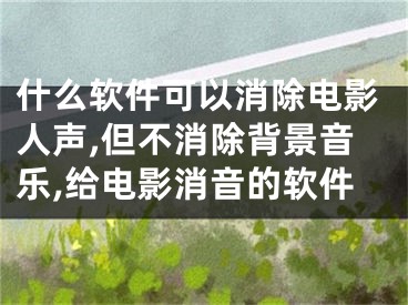 什么软件可以消除电影人声,但不消除背景音乐,给电影消音的软件