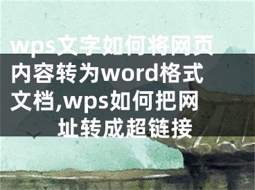 wps文字如何将网页内容转为word格式文档,wps如何把网址转成超链接