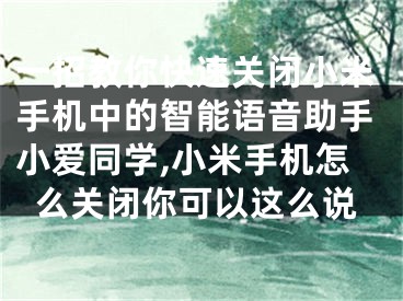 一招教你快速关闭小米手机中的智能语音助手小爱同学,小米手机怎么关闭你可以这么说