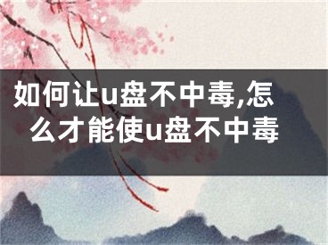如何让u盘不中毒,怎么才能使u盘不中毒