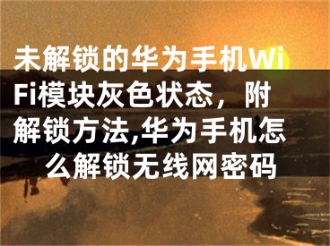 未解锁的华为手机WiFi模块灰色状态，附解锁方法,华为手机怎么解锁无线网密码