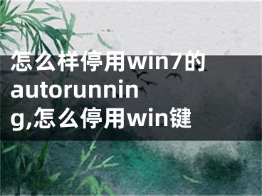 怎么样停用win7的autorunning,怎么停用win键