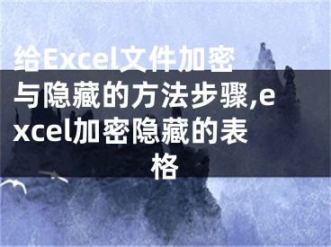 给Excel文件加密与隐藏的方法步骤,excel加密隐藏的表格