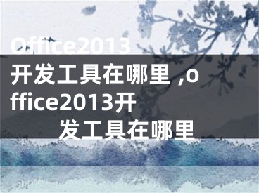 Office2013开发工具在哪里 ,office2013开发工具在哪里