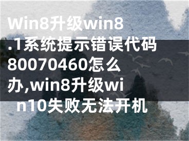 Win8升级win8.1系统提示错误代码80070460怎么办,win8升级win10失败无法开机