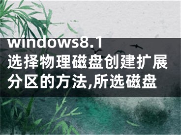 windows8.1选择物理磁盘创建扩展分区的方法,所选磁盘