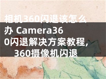 相机360闪退该怎么办 Camera360闪退解决方案教程,360摄像机闪退