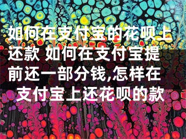 如何在支付宝的花呗上还款 如何在支付宝提前还一部分钱,怎样在支付宝上还花呗的款