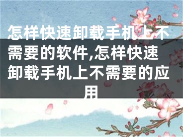 怎样快速卸载手机上不需要的软件,怎样快速卸载手机上不需要的应用