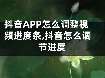 抖音APP怎么调整视频进度条,抖音怎么调节进度