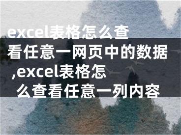 excel表格怎么查看任意一网页中的数据 ,excel表格怎么查看任意一列内容