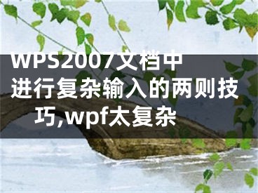 WPS2007文档中进行复杂输入的两则技巧,wpf太复杂