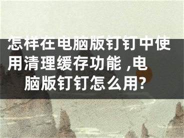 怎样在电脑版钉钉中使用清理缓存功能 ,电脑版钉钉怎么用?