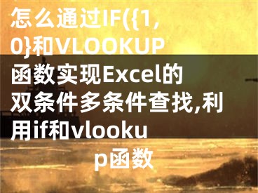 怎么通过IF({1,0}和VLOOKUP函数实现Excel的双条件多条件查找,利用if和vlookup函数