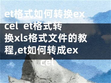 et格式如何转换excel  et格式转换xls格式文件的教程,et如何转成excel