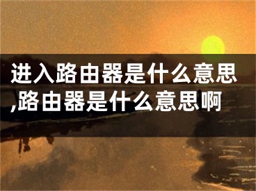 进入路由器是什么意思,路由器是什么意思啊