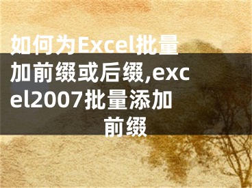 如何为Excel批量加前缀或后缀,excel2007批量添加前缀