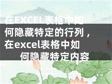 在EXCEL表格中如何隐藏特定的行列 ,在excel表格中如何隐藏特定内容