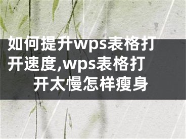 如何提升wps表格打开速度,wps表格打开太慢怎样瘦身