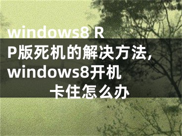 windows8 RP版死机的解决方法,windows8开机卡住怎么办