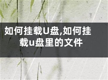 如何挂载U盘,如何挂载u盘里的文件