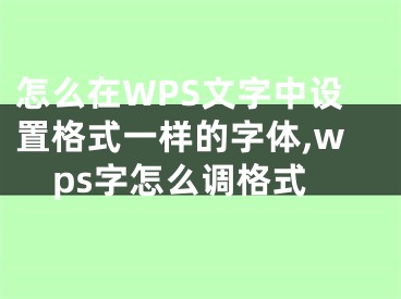 怎么在WPS文字中设置格式一样的字体,wps字怎么调格式