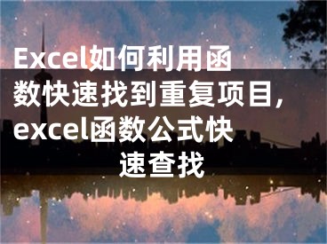 Excel如何利用函数快速找到重复项目,excel函数公式快速查找
