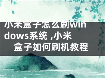 小米盒子怎么刷windows系统 ,小米盒子如何刷机教程