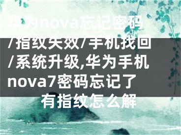 华为nova忘记密码/指纹失效/手机找回/系统升级,华为手机nova7密码忘记了有指纹怎么解
