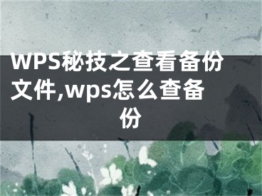 WPS秘技之查看备份文件,wps怎么查备份