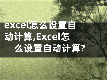 excel怎么设置自动计算,Excel怎么设置自动计算?