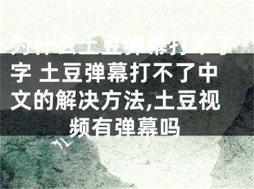 为什么土豆弹幕打不了字 土豆弹幕打不了中文的解决方法,土豆视频有弹幕吗