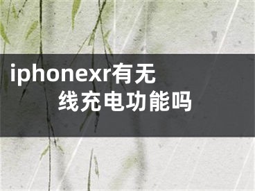 iphonexr有无线充电功能吗 