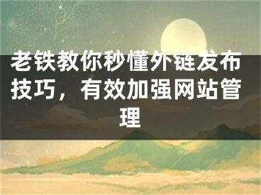 老铁教你秒懂外链发布技巧，有效加强网站管理