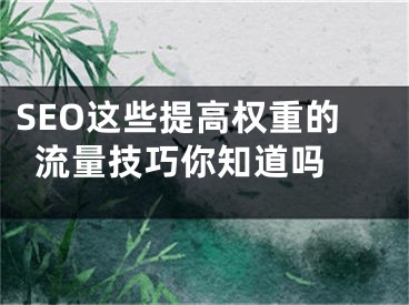 SEO这些提高权重的流量技巧你知道吗 