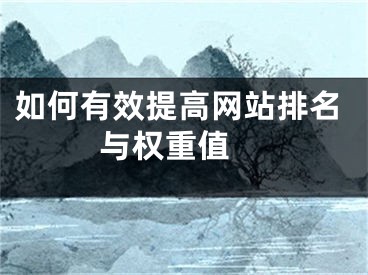 如何有效提高网站排名与权重值 