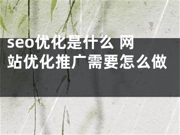 seo优化是什么 网站优化推广需要怎么做 