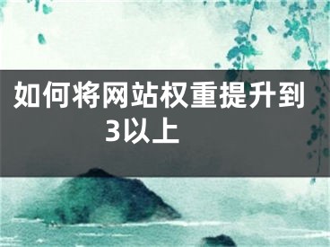 如何将网站权重提升到3以上 