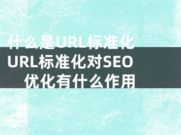 什么是URL标准化 URL标准化对SEO优化有什么作用 