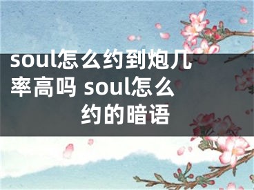 soul怎么约到炮几率高吗 soul怎么约的暗语