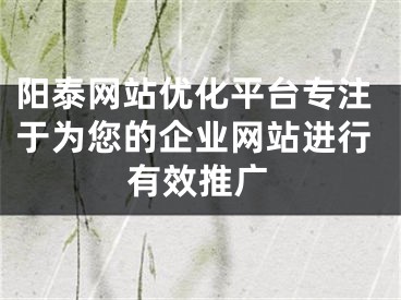 阳泰网站优化平台专注于为您的企业网站进行有效推广