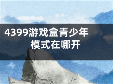 4399游戏盒青少年模式在哪开