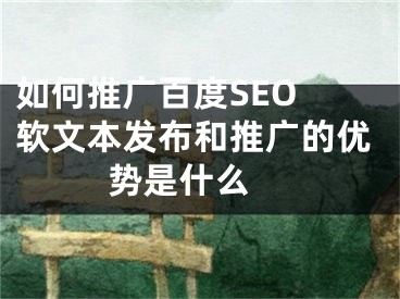 如何推广百度SEO 软文本发布和推广的优势是什么 