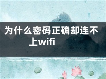 为什么密码正确却连不上wifi