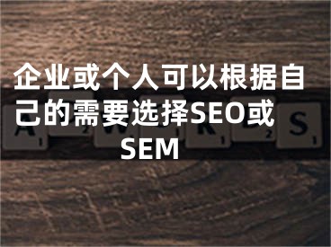 企业或个人可以根据自己的需要选择SEO或SEM