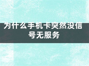 为什么手机卡突然没信号无服务